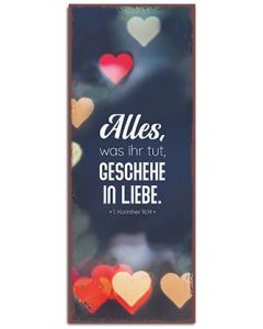 Metallschild 'Alles, was ihr tut, geschehe in Liebe.' Motiv: