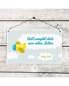 Holzschild 'Gott umgibt dich von allen Seiten.'