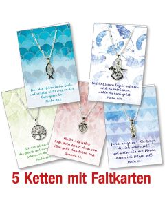 Paket 'Halsketten mit Faltkarten' 5 Ex.